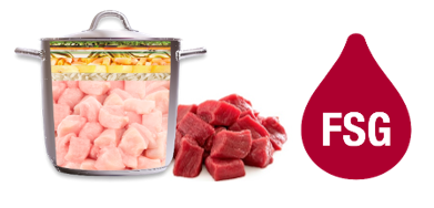 A pile of raw meatDescription automatically generated,A close up of foodDescription automatically generated,A red drop of blood with white textDescription automatically generated