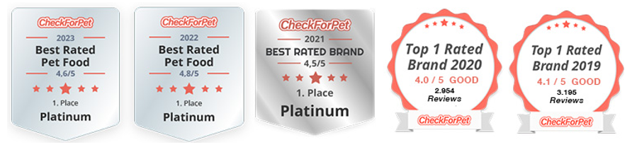 A silver label with red text and starsDescription automatically generated