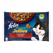 Паучове PURINA® FELIX® Sensations MIX за котки в зряла възраст  4 бр. х 85гр, пилешко и говеждо