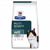 Hills Prescription Diet w/d - диета за състояния като колит, запек, мегаколон и за поддържане на телесно тегло и регулиране на липидния метаболизъм при хиперлипидемия 5 кг.