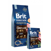 Суха храна за кучета BRIT PREMIUM LIGHT BY NATURE [ НОВА, ПОДОБРЕНА ФОРМУЛА ] с 40% прясно пуешко месо