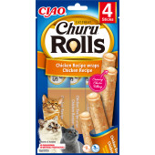 Лакомство за капризни котки Churu Cat Treats Rolls Chicken Recipe Wraps Chicken Recipe пилешки рулца с пълнеж от пилешко месо; №1 в света морко лакомство за котки 