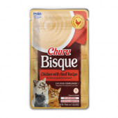 Пауч за котки Ciao Cat Wet Bisque Chicken with Beef Recipe пилешко и телешко месо с бульон от дълбоководни миди, перфектната заливка за гранулирана храна при капризни котки; №1 в света мокро лакомство за котки 