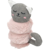 Играчка за куче Flamingo TOY RIBOLA CAT PINK S плюшена котка в сиво и розово
