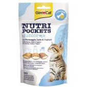 Хрупкави лакомства за подрастващи котенца GIMCAT Nutri pockets  Junior mix джобчета с пълнеж от сирене, мляко и йогурт + калций