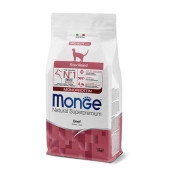 Монопротеинова суха храна за кастрирани котки Monge Natural Superpremium Cat Sterilised Beef с телешко 