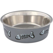 Котешка купа от неръждаема стомана Trixie Bowl, fishbone с дизайн на рибни кости