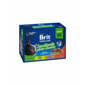 Кутия с паучове за кастрирани котки Brit Premium by Nature Family STERILISED PLATE CHUNKS 12 броя