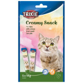 Течно лакомство за котки Trixie Creamy Snack with chicken с вкус на пилешко 5 × 14 гр.