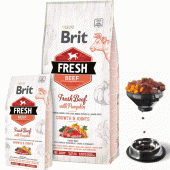 Холистична суха храна Brit Fresh Beef with Pumpkin Puppy Large Bones & Joints  за подрастващи кученца от големите породи, с прясно телешко месо и тиква 