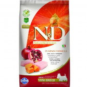 N&D Pumpkin Adult Mini Chicken&Pomegran за пораснали кучета от малките породи с пилешко месо, тиква и нар