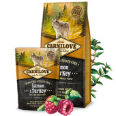 Пълноценна, суха храна за кучета от големи породи Carnilove Salmon & Turkey for Large Breed Adult  със 25% сьомга и 20% пуешко, БЕЗ ЗЪРНЕНИ КУЛТУРИ