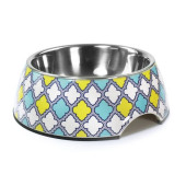 Метална купа  Record Maiolica steel dog bowl с дизайн в нюанси на синьо и жълто 