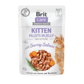 Пауч за подрастващи котенца Brit Kitten пауч Savory Salmon  с пикантна сьомга в желе, обогатен с моркови и розмарин