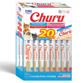 Кутия с разнообразни котешки лакомства Churu Seafood Variety от риба тон и морски дарове 20бр.; №1 в света мокро лакомство за котки 
