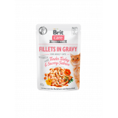 Brit Care Cat Pouch TENDER TURKEY & SAVORY SALMON in Gravy - пауч за котки с пуешко и сьомга в сос