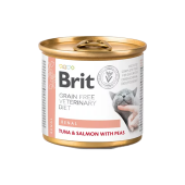 Пълноценна, консервирана храна за котки Brit Veterinary Diets Cat Renal за подпомагане на бъбречната функция при хронична бъбречна недостатъчност с Риба тон, сьомга и грах, БЕЗ ЗЪРНЕНИ КУЛТУРИ