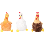 Играчка за куче Flamingo TOY POKPOK CHICKENS MULTIPLE COLOURS  ASSORTMENT плюшена кокошка, 1бр
