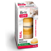 Панакота за котки Brit Care Cat Double Layer Mousse Real Chicken and Chicken with Cheese 6*25г - с пиле и сирене