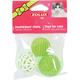 Комплект играчки Zolux  3 VARIED BALLS - Три различни топки за котки 4см
