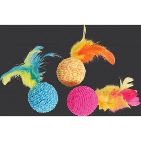 Играчка за котки Zolux ELASTIC BALL -  топка с пера 