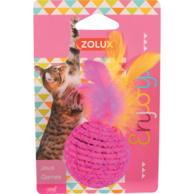 Играчка за котки Zolux ELASTIC BALL -  топка с пера 