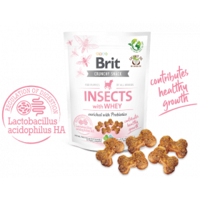 Brit Care Crunchy Cracker. Insects with Whey enriched with Probiotics - лакомство за малки кученца с насекоми,пробиотици и мая за здравословен растеж