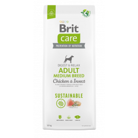 Brit Care Dog Sustainable Adult Medium Breed Chicken&Insect- Супер премиум суха храна за кучета от средните породи. С високоусвоим протеин от насекоми и пилешко месо 