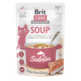 Супа за котки Brit Care Cat Soup with Salmon фино месо от сьомга в бульон, БЕЗ ЗЪРНЕНИ КУЛТУРИ