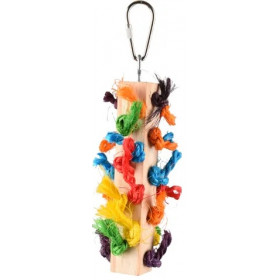 Дървена играчка за папагали Flamingo RAINBOW DIO 17 см -  с цветни възли
