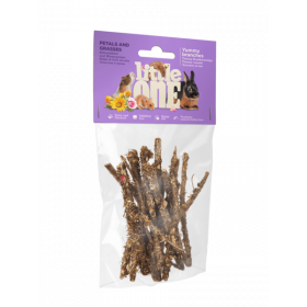 Натурални, плодни клонки за гризане Little One Yummy branches с венчелистчета от дива роза, невен, хибискус, слънчоглед, метличина 35 гр.