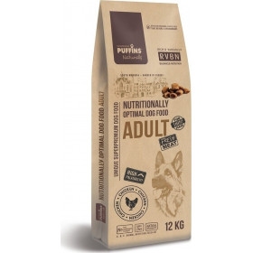 Супер премиум храна Puffins Adult - за пораснали кучета от всички породи, със 76% прясно пилешко месо годно за човешка консумация