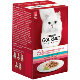 Gourmet Mon Petit Fish Mix - изискана рецепта / с пъстърва, сьомга, риба тон / 6 броя по 50 грама
