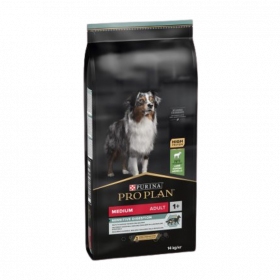 Храна за кучета в зряла възраст Purina Pro Plan Adult Medium Sensitive Digestion с вкус на агнешко месо и ориз за средни породи; 