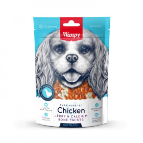 Лакомство  Wanpy Chicken Jerky & Calcium Bone -  кокалчета с пиле печени на фурна 100 гр.