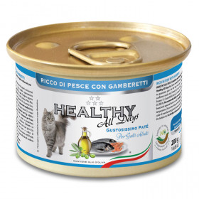 Консервирана храна за котки HEALTHY MEAT All days CAT Fish and Shrimps с прясна риба и скариди