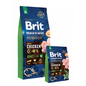 Суха храна за кучета BRIT PREMIUM ADULT XL BY NATURE [ НОВА, ПОДОБРЕНА ФОРМУЛА ] с 48% прясно пилешко месо 