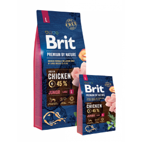 Суха храна за кучета BRIT PREMIUM JUNIOR L BY NATURE [ НОВА, ПОДОБРЕНА ФОРМУЛА ] с 45% прясно пилешко месо