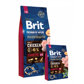 Суха храна за кучета BRIT PREMIUM SENIOR L/XL BY NATURE [ НОВА, ПОДОБРЕНА ФОРМУЛА ] с 45% прясно пилешко месо