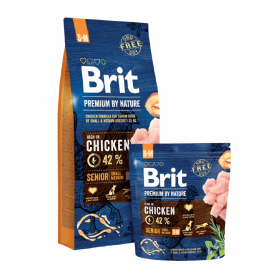 Суха храна за кучета BRIT PREMIUM SENIOR S/M  BY NATURE [ НОВА, ПОДОБРЕНА ФОРМУЛА ] с 42% прясно пилешко месо
