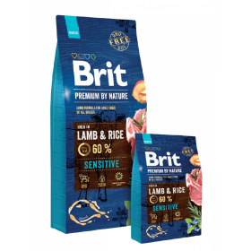 Суха храна за кучета BRIT PREMIUM SENSITIVE LAMB & RICE BY NATURE [ НОВА, ПОДОБРЕНА ФОРМУЛА ] с 60% прясно агнешко месо