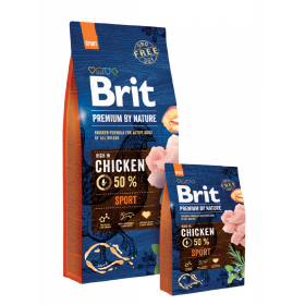 Суха храна за активни кучета Brit Premium Sport  BY NATURE [ НОВА, ПОДОБРЕНА ФОРМУЛА ] с 50% прясно пилешко месо 