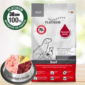 Супер премиум храна Platinum Adult Beef and Potato- с 70% прясно телешко месо годно за човешка консумация