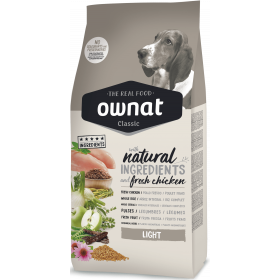 Натурална суха храна Ownat Classic Light с пряснo пилешко месо, за пораснали кучета от всички породи 
