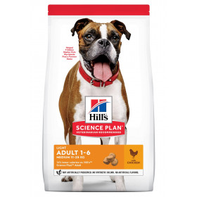 Hill’s Science Plan Canine Adult Medium Light с пилешко – Пълноценна суха храна за кучета от средни породи, склонни към наднормено тегло, на възраст над 1г
