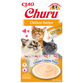 Кремообразно лакомство за капризни котки Churu Cat Treats Chicken Recipe мус от пилешко месо; №1 в света мокро лакомство за котки