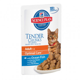 Hills Science Plan™ Feline Adult Ocean Fish - Паучове с океанска риба, малки късчета в сос Грейви, 12 х 85гр 
