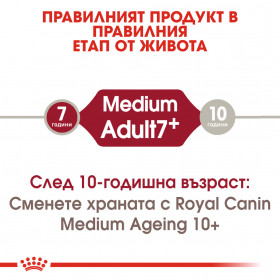 Royal Canin Medium Adult 7+ - Суха храна за кучета от средните породи (11 до 25 кг) в напреднала възраст над 7 години