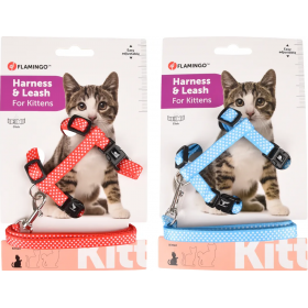 Комплект нагръдник + повод за котки Flamingo KITTEN HARNESS + LEASH AIWA 15-25CM 10MM ASSORTMENT