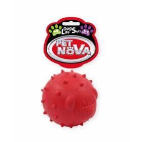 Интерактивна топка за кучета, с място за лакомства PET NOVA, червена, 6.5 см.